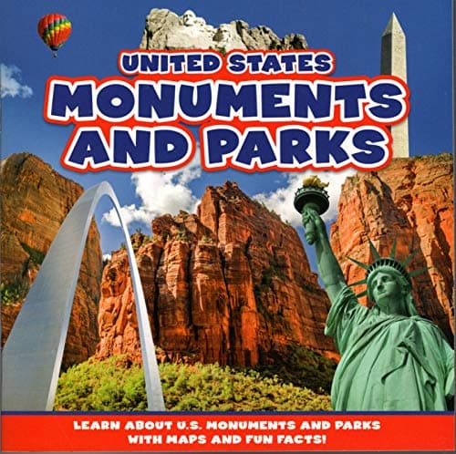 Book cover for United States - Monuments and Parks - Children's Soft Cover Fun Facts Book by Flying Frog Publishing
