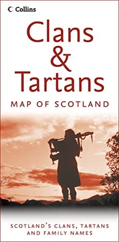 Book cover for Clans and Tartans Map of Scotland (Pictorial Map) by Collins Maps