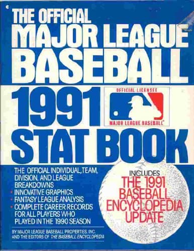 Book cover for The Official Major League Baseball: 1991 Stat Book/Includes the 1991 Baseball Encyclopedia Update (Official Major League Baseball Stat Book) by Major League Baseball