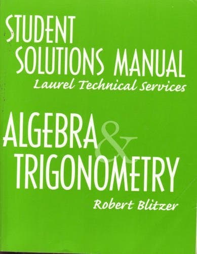 Book cover for Student Solutions Manual Algebra & Trigonometry by Robert Blitzer