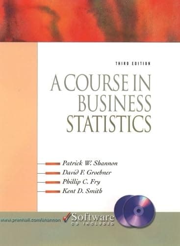 Book cover for A Course in Business Statistics by Shannon, Patrick W.