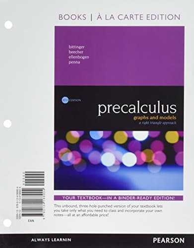 Precalculus: Graphs and Models, A Right Triangle Approach