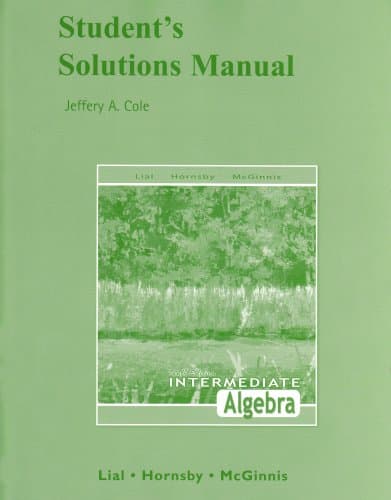 Book cover for Student Solutions Manual for Intermediate Algebra by Lial, Margaret L.