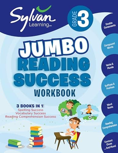 Book cover for 3rd Grade Jumbo Reading Success Workbook: 3 Books in 1--Spelling Success, Vocabulary Success, Reading Comprehension Success; Activities, Exercises & ... Ahead (Sylvan Language Arts Jumbo Workbooks) by Sylvan Learning