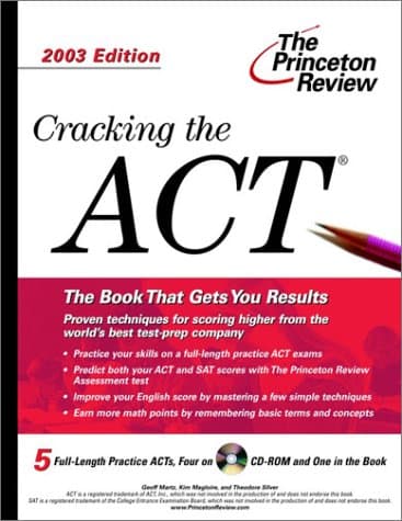 Book cover for Cracking the ACT with Sample Tests on CD-ROM, 2003 Edition (College Test Prep) by Princeton Review