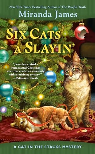 Book cover for Six Cats a Slayin' (Cat in the Stacks Mystery) by James, Miranda