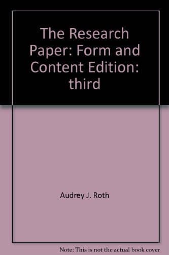 Book cover for The research paper: Form and content by Roth, Audrey J