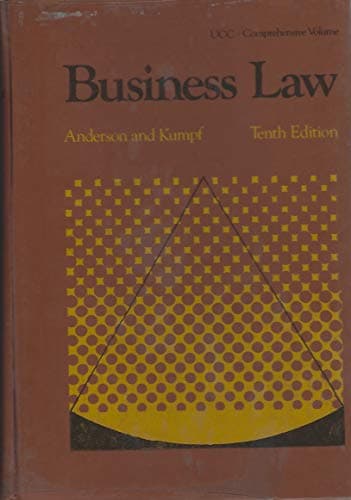 Book cover for Business law by Anderson, Ronald Aberdeen