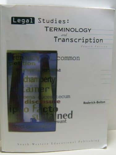 Book cover for Legal Studies: Terminology and Transcription by Roderick-Bolton, Wanda