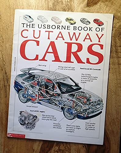 Book cover for The Usborne Book of Cutaway Cars by Clive Gifford