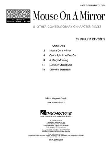 Mouse on a Mirror: Composer Showcase Hal Leonard Student Piano Library Late Elementary Level