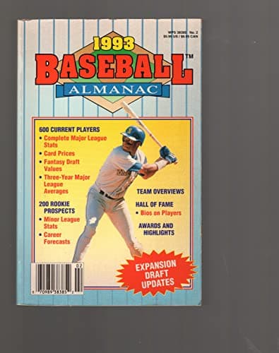 Book cover for Baseball America's 1993 Almanac: A Comprehensive Review of the 1992 Season, Featuring Statistics and Commentary (Baseball America Almanac) by Baseball America