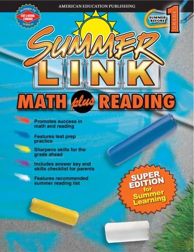 Book cover for Math plus Reading, Grades K - 1 (Summer Link) by American Education Publishing