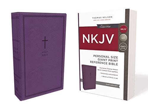 Book cover for NKJV, Reference Bible, Personal Size Giant Print, Leathersoft, Purple, Red Letter, Comfort Print: Holy Bible, New King James Version by Thomas Nelson