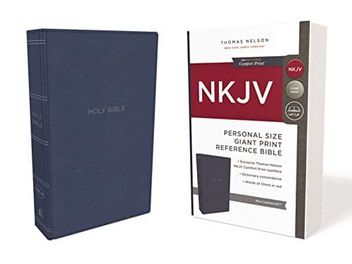 Book cover for NKJV, Reference Bible, Personal Size Giant Print, Leathersoft, Blue, Red Letter, Comfort Print: Holy Bible, New King James Version by Thomas Nelson