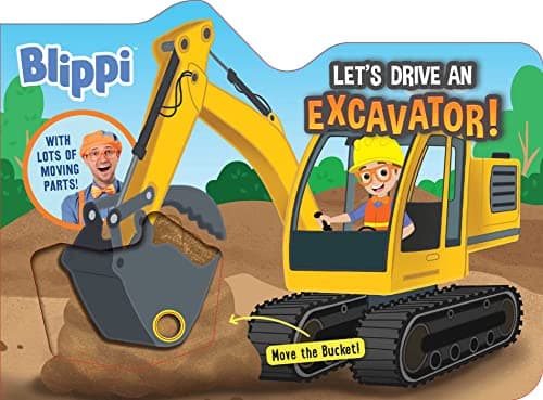 Book cover for Blippi: Let's Drive an Excavator! (Deluxe Board Book) by Editors of Studio Fun International