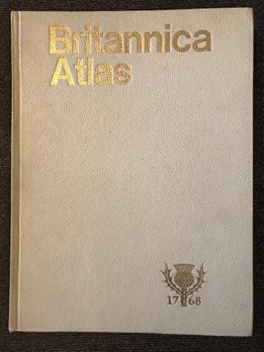 Book cover for Britannica atlas by Rand McNally & Company