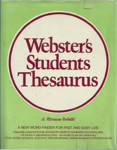 Book cover for Webster's students thesaurus by Merriam-Webster