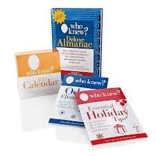Book cover for Who Knew? Deluxe Almanac "Money Savings" Holiday Gift Set Bruce Lubin 2013 by bruce & jeanne bossolina lubin