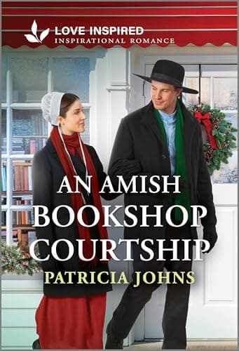 Book cover for An Amish Bookshop Courtship: An Uplifting Inspirational Romance – A Sweet Friends to Lovers Story of Faith and Family (Amish Chocolate Shop Brides, 2) by Johns, Patricia
