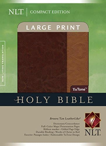 Book cover for Compact Edition Bible NLT, Large Print, TuTone (Red Letter, LeatherLike, Brown/Tan, Indexed) by Tyndale