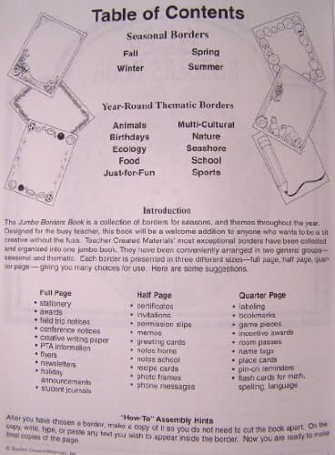 Book cover for Jumbo Borders Book by Teacher Created Resources Staff