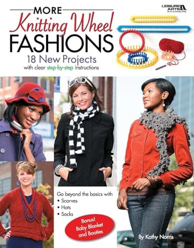 Book cover for More Knitting Wheel Fashions (Leisure Arts #4411) by Kathy Norris