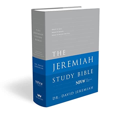 Book cover for The Jeremiah Study Bible, NIV: Jacketed Hardcover: What It Says. What It Means. What It Means for You. by Jeremiah, Dr. David