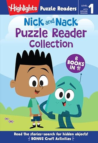 Book cover for Nick and Nack Puzzle Reader Collection: Level 1 6-in-1 Beginner Story Collection for Kids Learning to Read, Practice New Reading Skills and Sight Words with Fun Puzzles (Highlights Puzzle Readers) by Budzi, Brandon