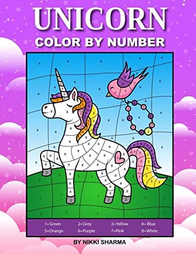 Book cover for Unicorn Color By Number: Coloring Book for Kids Ages 4-8 by Sharma, Nikki