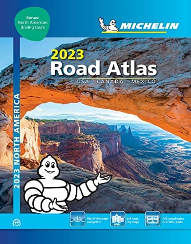 Book cover for Michelin North America Road Atlas 2023: USA - Canada - Mexico (Michelin Road Atlas) by Michelin Travel Publications
