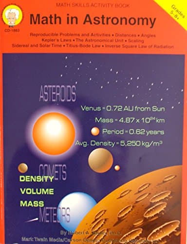 Book cover for Math in Astronomy (Math Skills Activity Book, Grades 5-8+) by Robert A. Sadler