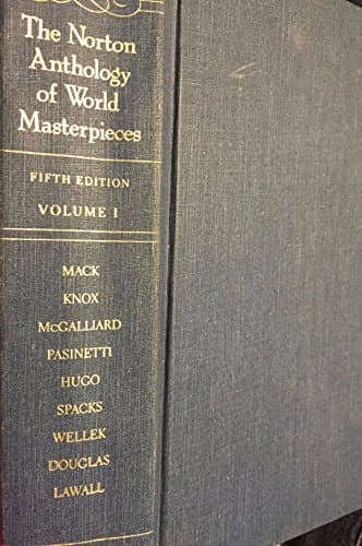Book cover for The Norton Anthology of World Masterpieces, Vol 1 (World Masterpieces, Volume 1 w/dustjacket) by Ed.Maynard Mack
