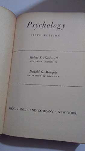 Book cover for PSYCHOLOGY FIFTH EDITION by Robert S. And Donald G. Marquis Woodsworth