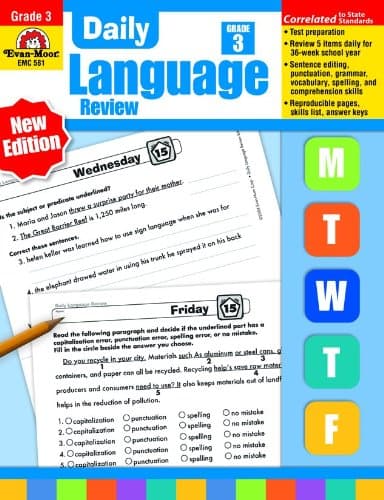 Book cover for Daily Language Review, Grade 3 by Evan-Moor Educational Publishers