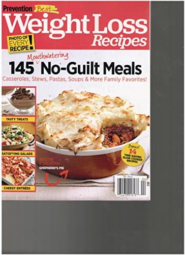 Book cover for Prevention Best Weight Loss Recipes Magazine (145 Mouthwatering No Guilt meals, 2010) by Unknown