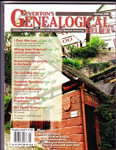 Book cover for EVERTONS Genealogical Helper May / June 2008 Genealogy Ancestry Germanic Civil War by Various