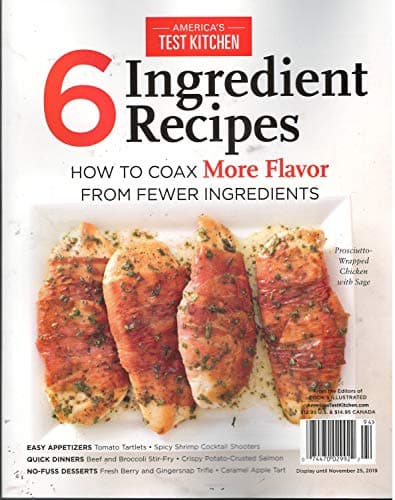 Book cover for America's Test Kitchen 6 Ingredient Recipes Magazine 2019 by unknown author
